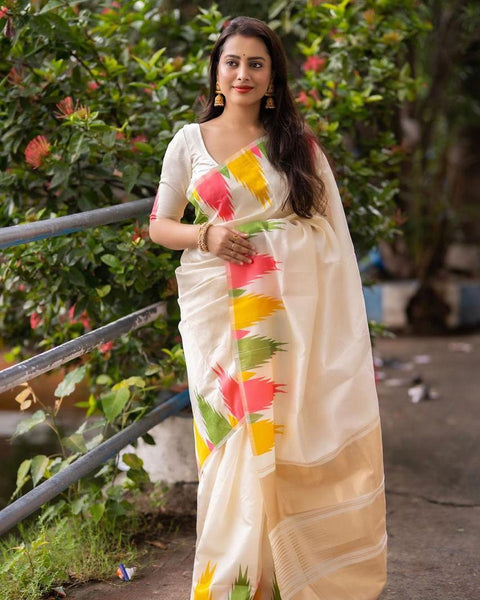 VastraLakshmi Exceptional Off White Soft Silk Saree With Desiring Blouse Piece