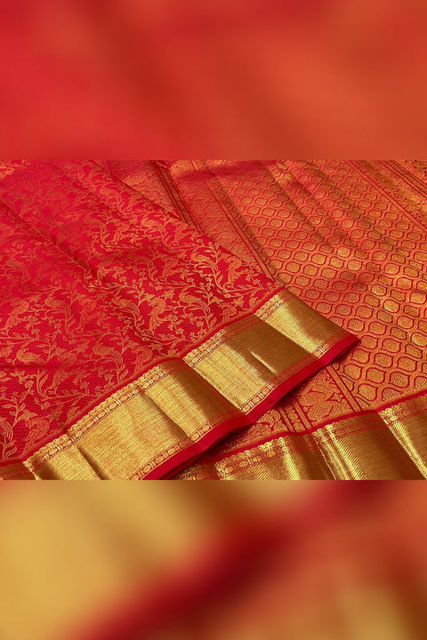 VastraLakshmi Dalliance Red Soft Banarasi Silk Saree With Panoply Blouse Piece