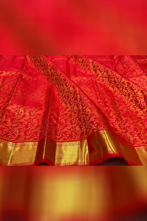 VastraLakshmi Dalliance Red Soft Banarasi Silk Saree With Panoply Blouse Piece