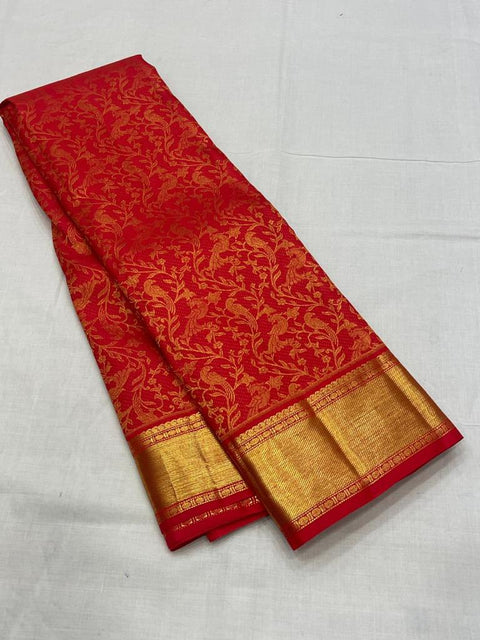 VastraLakshmi Dalliance Red Soft Banarasi Silk Saree With Panoply Blouse Piece