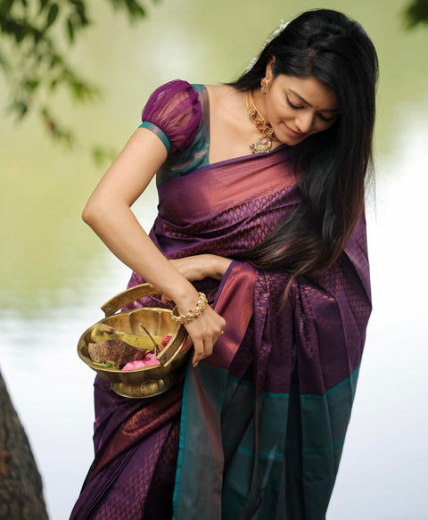 VastraLakshmi Enticing Purple Soft Silk Saree With Inspiring Blouse Piece