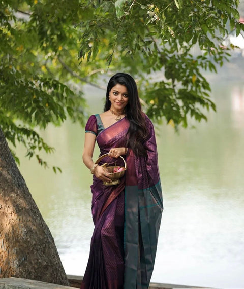 VastraLakshmi Enticing Purple Soft Silk Saree With Inspiring Blouse Piece