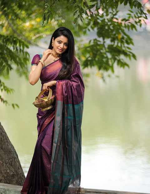 VastraLakshmi Enticing Purple Soft Silk Saree With Inspiring Blouse Piece