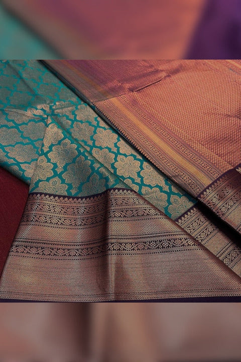 VastraLakshmi Eloquence Rama Soft Banarasi Silk Saree With Engaging Blouse Piece