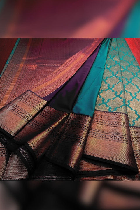 VastraLakshmi Eloquence Rama Soft Banarasi Silk Saree With Engaging Blouse Piece