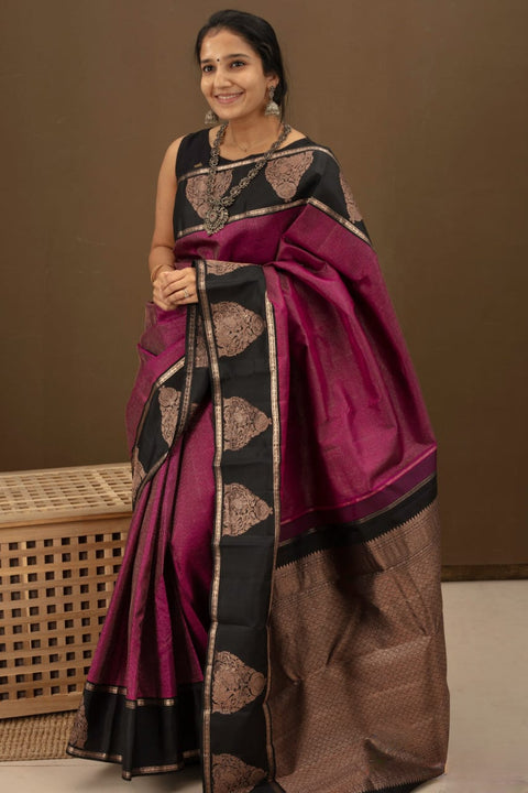 VastraLakshmi Adorable Purple Soft Banarasi Silk Saree With Glorious Blouse Piece