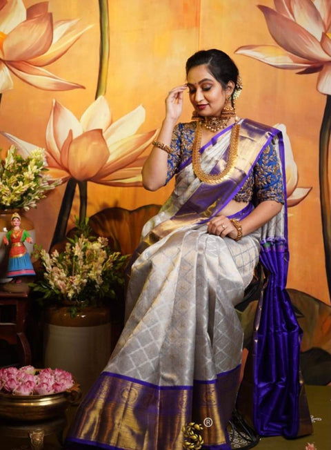 VastraLakshmi Preferable Grey Soft Silk Saree With Beautiful Blouse Piece