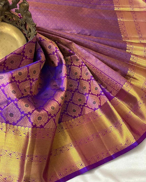 VastraLakshmi Moiety Purple Soft Silk Saree With Efflorescence Blouse Piece