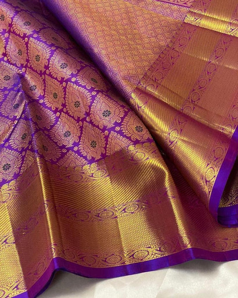 VastraLakshmi Moiety Purple Soft Silk Saree With Efflorescence Blouse Piece