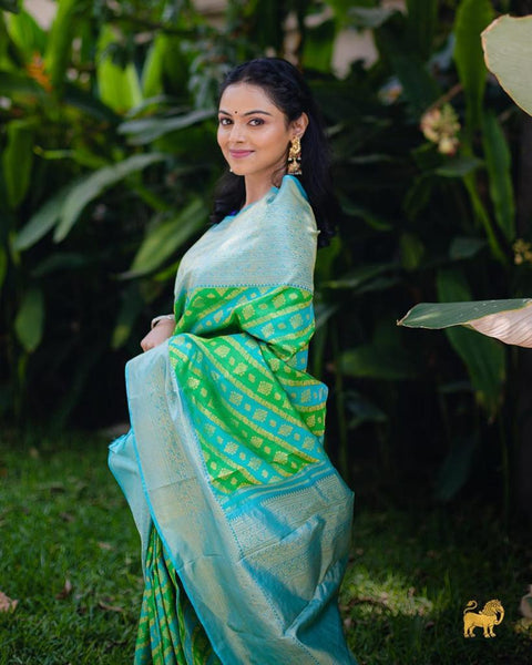 VastraLakshmi Fragrant Parrot Soft Silk Saree With Ephemeral Blouse Piece