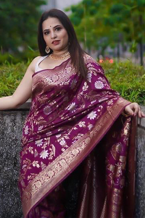 VastraLakshmi Forbearance Purple Soft Silk Saree With Scintilla Blouse Piece