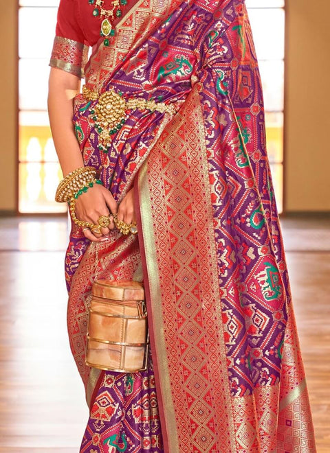 VastraLakshmi Demanding Purple Patola Silk Saree with Desiring Blouse Piece