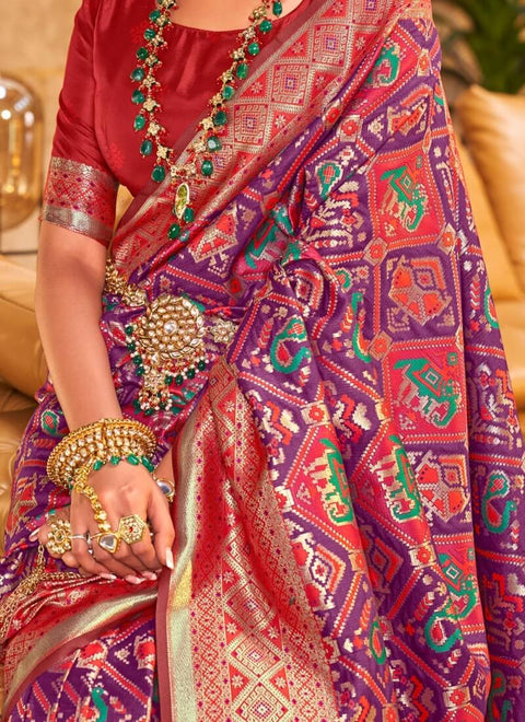 VastraLakshmi Demanding Purple Patola Silk Saree with Desiring Blouse Piece