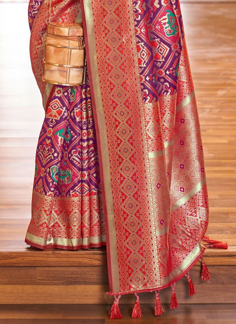 VastraLakshmi Demanding Purple Patola Silk Saree with Desiring Blouse Piece