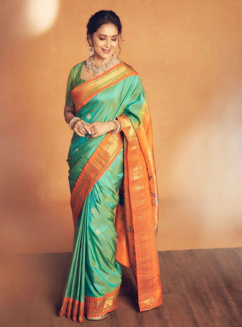 VastraLakshmi Exuberant Firozi Soft Silk Saree With Surreptitious Blouse Piece