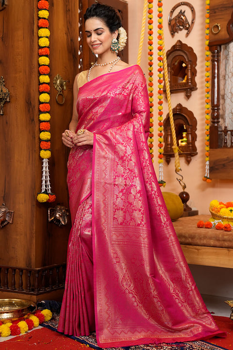 VastraLakshmi Inspiring Pink Soft Silk Saree With Desuetude Blouse Piece