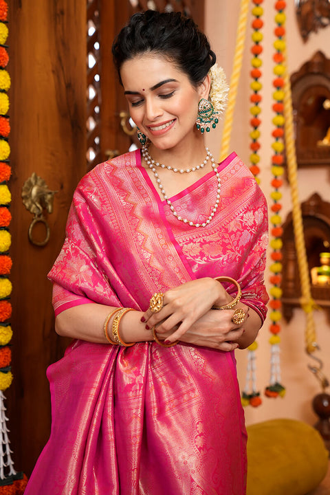 VastraLakshmi Inspiring Pink Soft Silk Saree With Desuetude Blouse Piece