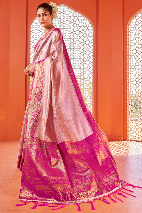 VastraLakshmi Gratifying Baby Pink Kanjivaram Silk Saree With Precious Blouse Piece