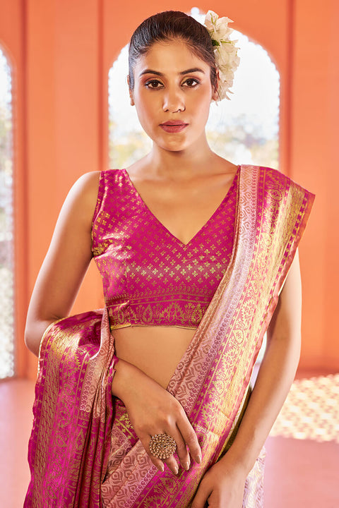 VastraLakshmi Gratifying Baby Pink Kanjivaram Silk Saree With Precious Blouse Piece