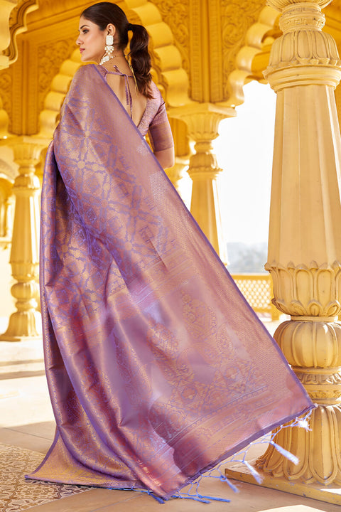 VastraLakshmi Scrupulous Purple Kanjivaram Silk Saree With Posh Blouse Piece