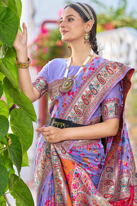 VastraLakshmi Engaging Lavender Pashmina saree With Amiable Blouse Piece