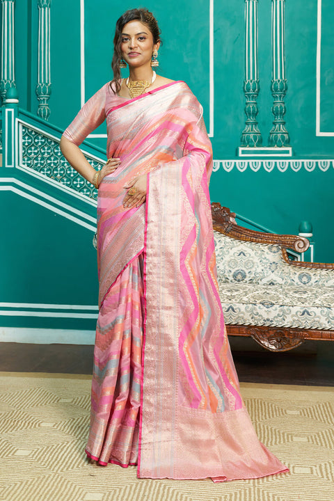 VastraLakshmi Refreshing Baby Pink Organza Silk Saree With Radiant Blouse Piece