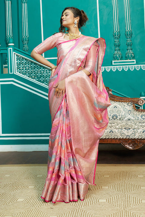 VastraLakshmi Refreshing Baby Pink Organza Silk Saree With Radiant Blouse Piece