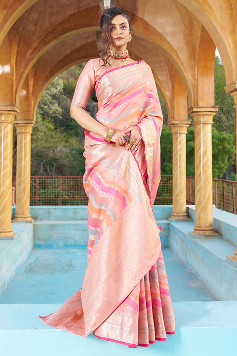 VastraLakshmi Mesmerising Pink Organza Silk Saree With Delightful Blouse Piece