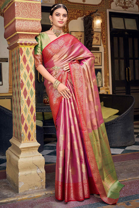 VastraLakshmi Excellent Green Soft Banarasi Silk Saree With Embrocation Blouse Piece