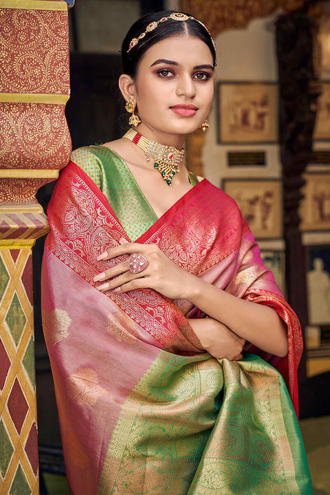 VastraLakshmi Excellent Green Soft Banarasi Silk Saree With Embrocation Blouse Piece