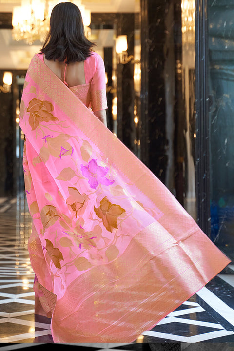 VastraLakshmi Staring Pink Cotton Silk Saree With Beautiful Blouse Piece