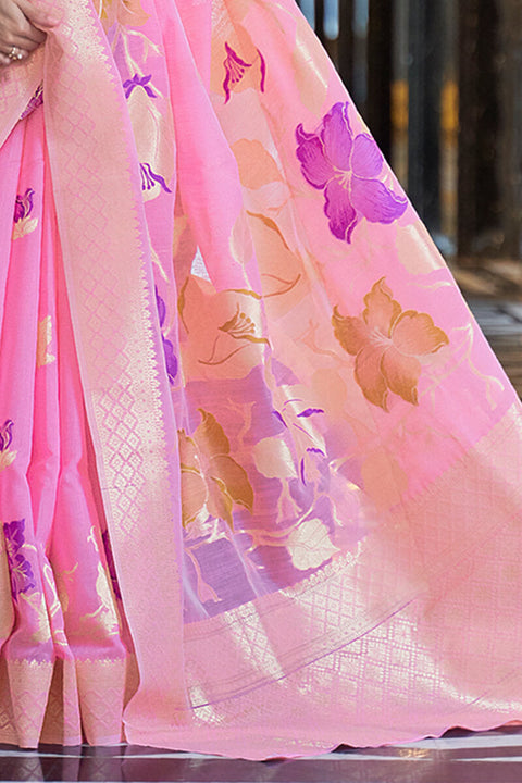 VastraLakshmi Staring Pink Cotton Silk Saree With Beautiful Blouse Piece