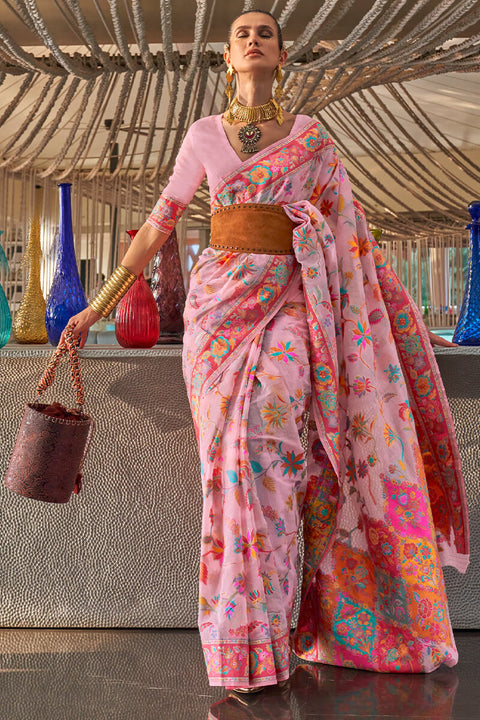 VastraLakshmi Breathtaking Pink Cotton Silk Saree With Ravishing Blouse Piece