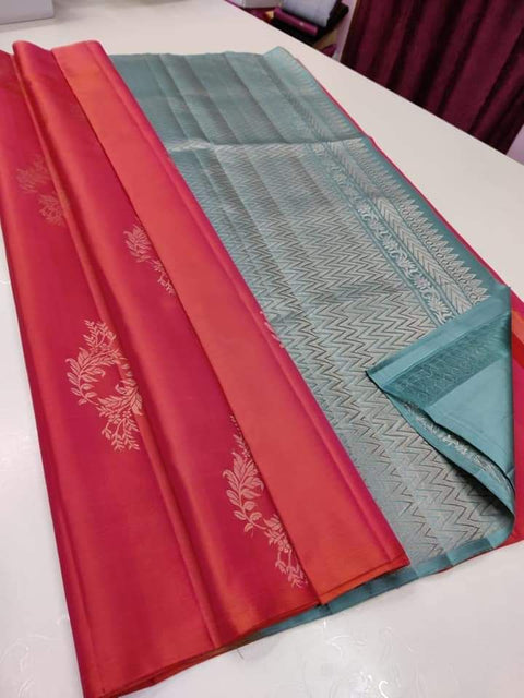 VastraLakshmi Prettiest Pink Soft Silk Saree With Bucolic Blouse Piece