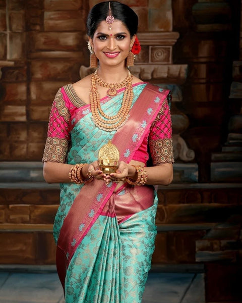 VastraLakshmi Preferable Sky Soft Silk Saree With Fancifull Blouse Piece