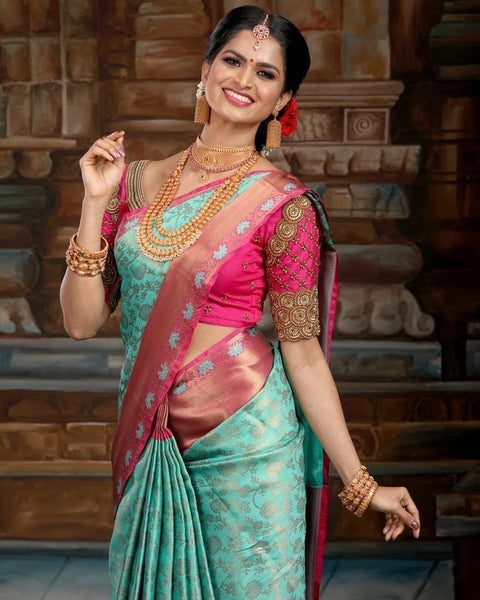 VastraLakshmi Preferable Sky Soft Silk Saree With Fancifull Blouse Piece