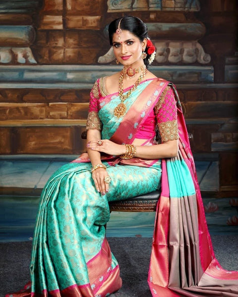 VastraLakshmi Preferable Sky Soft Silk Saree With Fancifull Blouse Piece