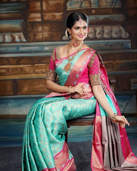 VastraLakshmi Preferable Sky Soft Silk Saree With Fancifull Blouse Piece