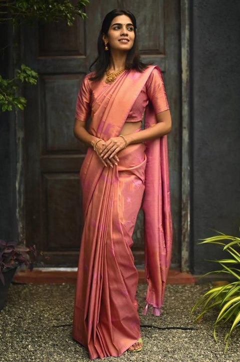 VastraLakshmi Gratifying Pink Soft Silk Saree With Fragrant Blouse Piece