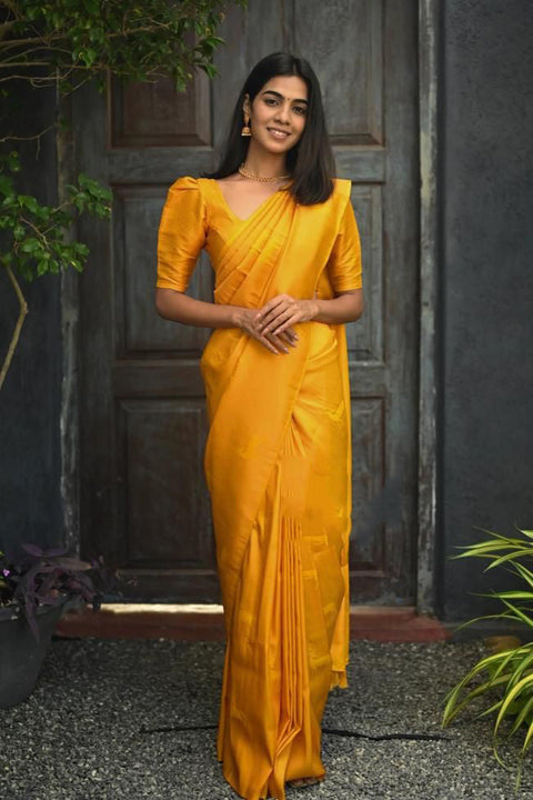 VastraLakshmi Serendipity Yellow Soft Silk Saree With Susurrous Blouse Piece