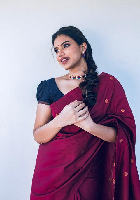 VastraLakshmi Incredible Wine Soft Silk Saree With Amiable Blouse Piece