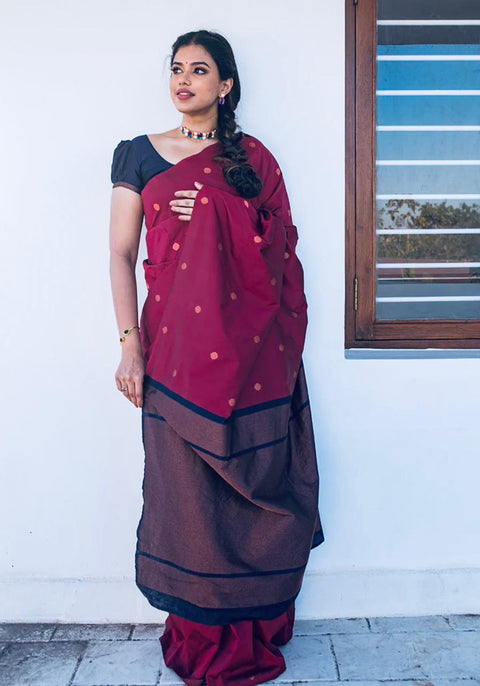 VastraLakshmi Incredible Wine Soft Silk Saree With Amiable Blouse Piece