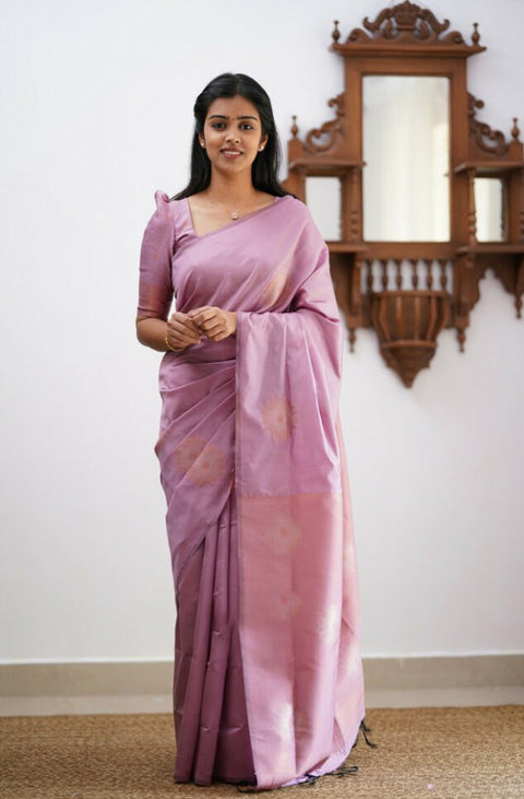 VastraLakshmi Scintilla Baby Pink Soft Silk Saree With Devastating Blouse Piece