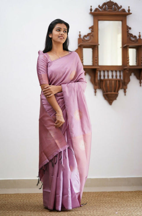 VastraLakshmi Scintilla Baby Pink Soft Silk Saree With Devastating Blouse Piece