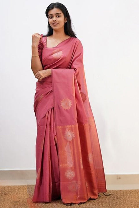 VastraLakshmi Artistic Pink Soft Silk Saree With Splendiferous  Blouse Piece