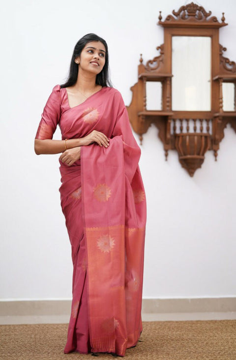 VastraLakshmi Artistic Pink Soft Silk Saree With Splendiferous  Blouse Piece