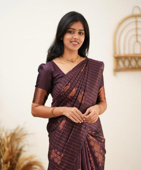 VastraLakshmi Gorgeous Purple Soft Silk Saree With Stylish Blouse Piece