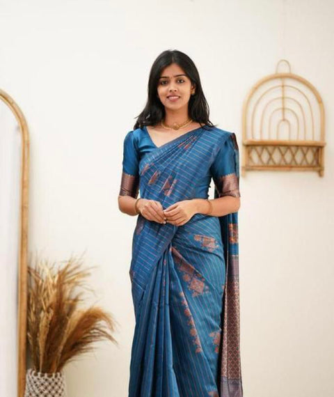 VastraLakshmi Adorning Rama Soft Silk Saree With Glowing Blouse Piece