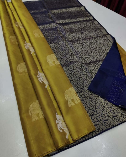 VastraLakshmi Elegant Mustard Soft Silk Saree With Mesmerising Blouse Piece