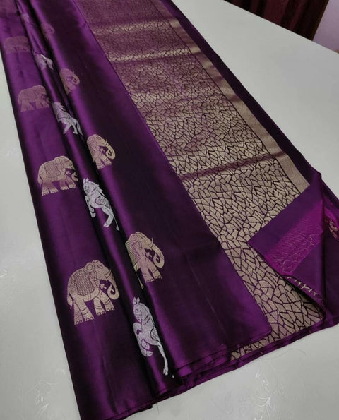 VastraLakshmi Flattering Purple Soft Silk Saree With Charming Blouse Piece